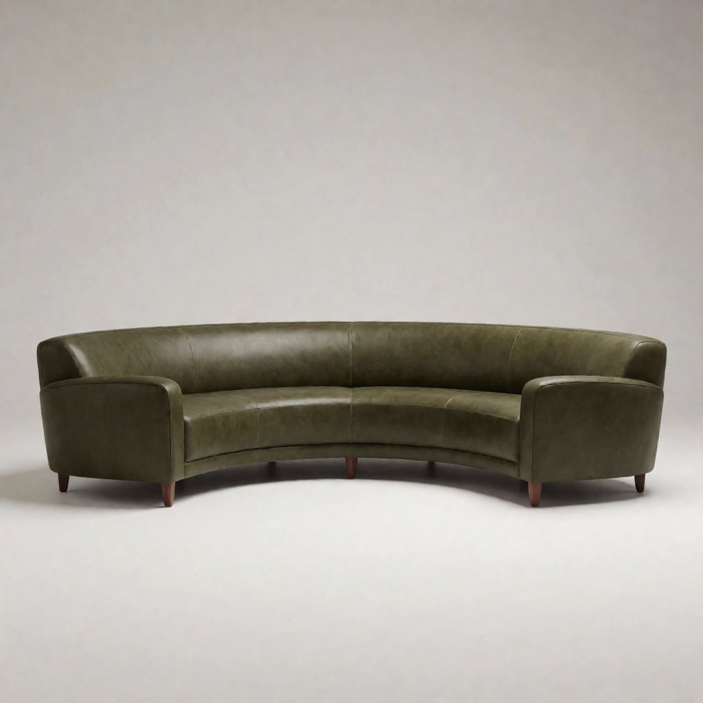 كنب منحني فاخر معاصر — أخضر زيتوني
