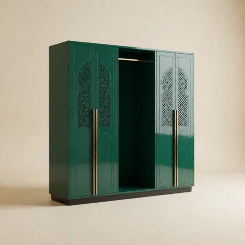 خزانة ملابس مدمجة عربي معاصر — أخضر زمردي